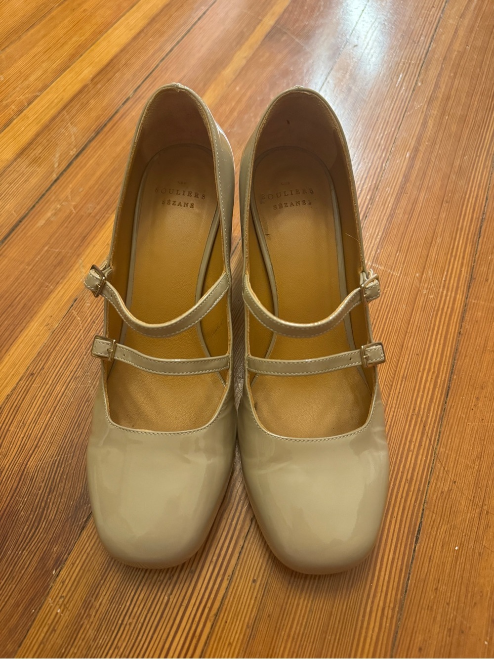 Sézane Soline Mary Janes in Light Beige Varnish Size 38/US 7 - Picture 6 of 10